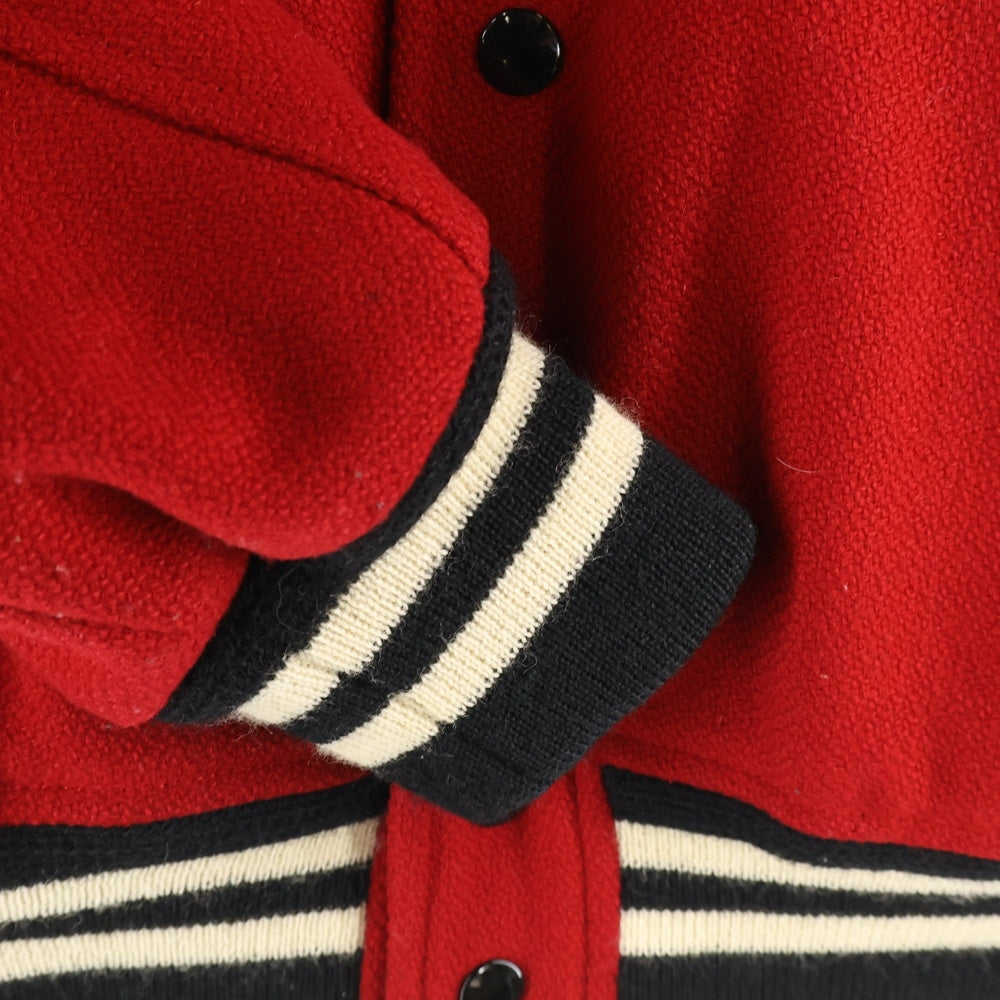 SAINT LAURENT PARIS(サンローランパリ) 14AW Teddy Jacket ハラコ切替 テディジャケット ブルゾン レッド