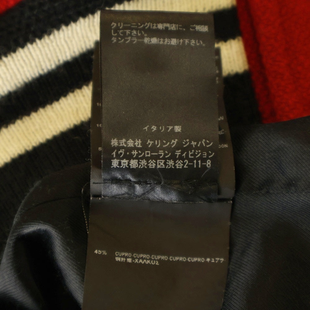 SAINT LAURENT PARIS(サンローランパリ) 14AW Teddy Jacket ハラコ切替 テディジャケット ブルゾン レッド