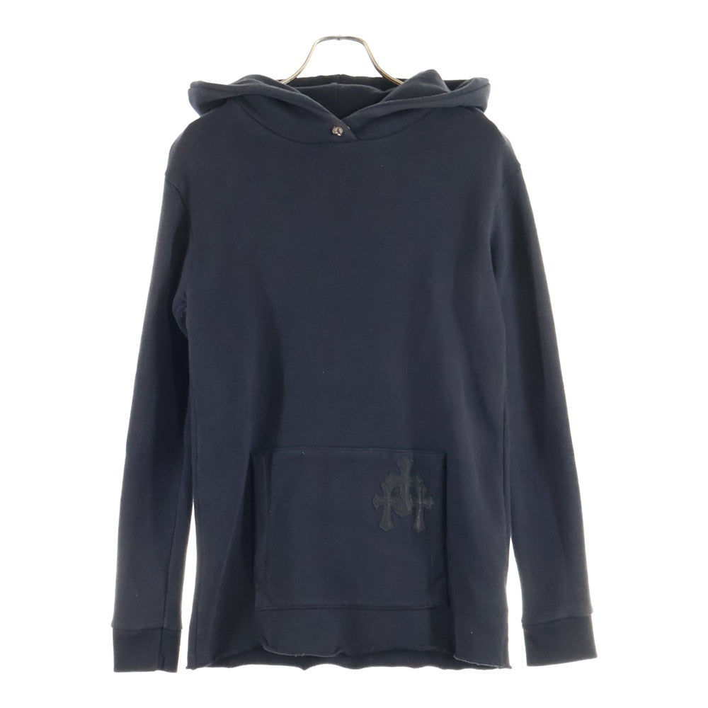 CHROME HEARTS(クロムハーツ) Y NOT クロスボールボタン レザー セメタリークロスパッチ プルオーバー パーカー ブラック