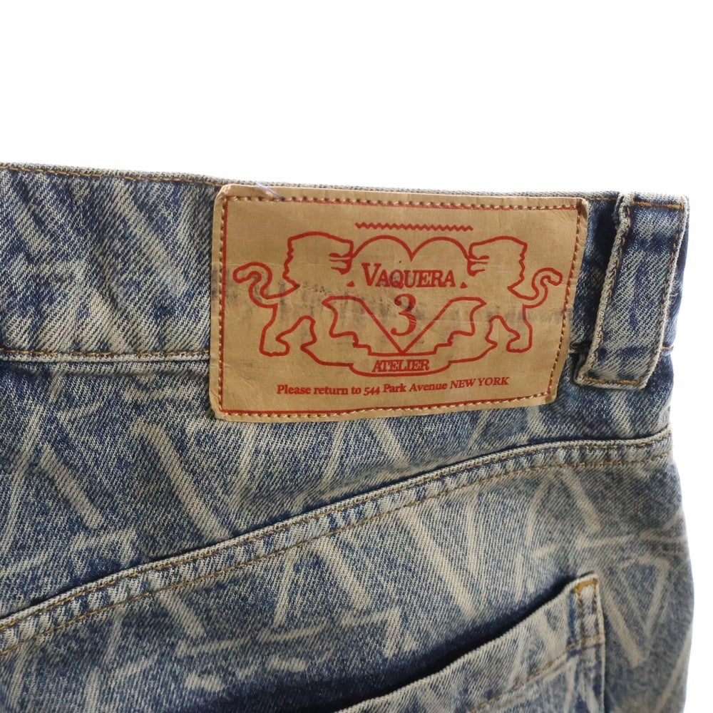 VAQUERA(ヴァケラ) Knee Patch Print Denim Short Pant ニーパッチプリントデニムショートパンツ 総柄デニムハーフパンツ インディゴ