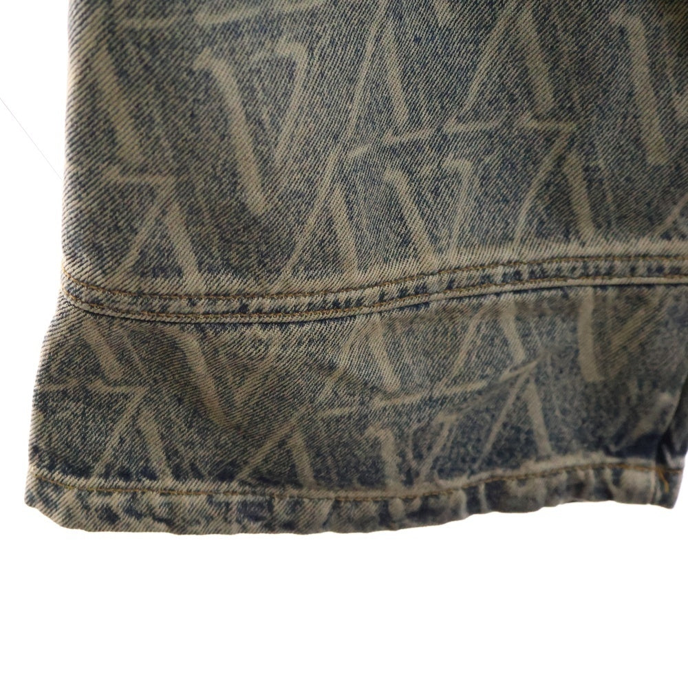 VAQUERA(ヴァケラ) Knee Patch Print Denim Short Pant ニーパッチプリントデニムショートパンツ 総柄デニムハーフパンツ インディゴ