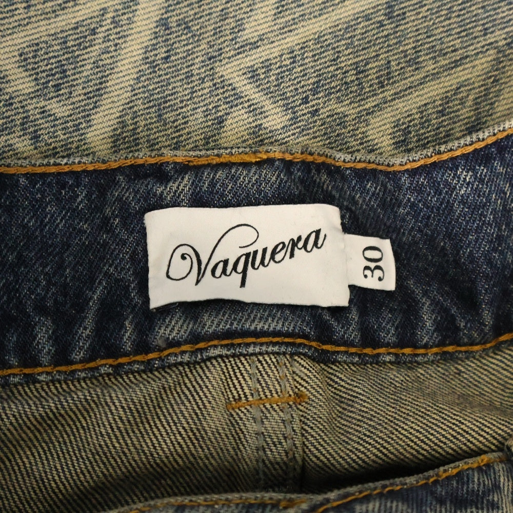 VAQUERA(ヴァケラ) Knee Patch Print Denim Short Pant ニーパッチプリントデニムショートパンツ 総柄デニムハーフパンツ インディゴ