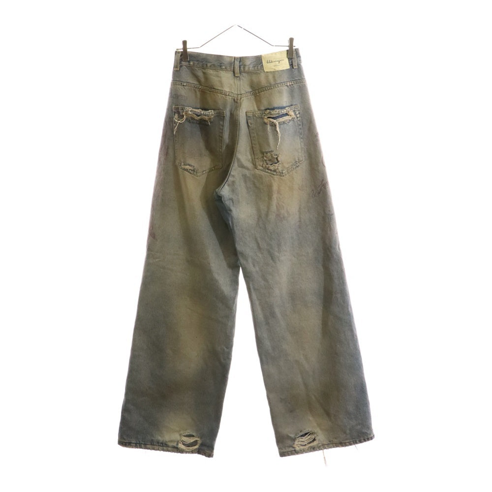Lildenimjean(リルデニムジーン) Tattoo Jeans タトゥージーンズ バギーカットダメージ加工デニムパンツ ライトブルー