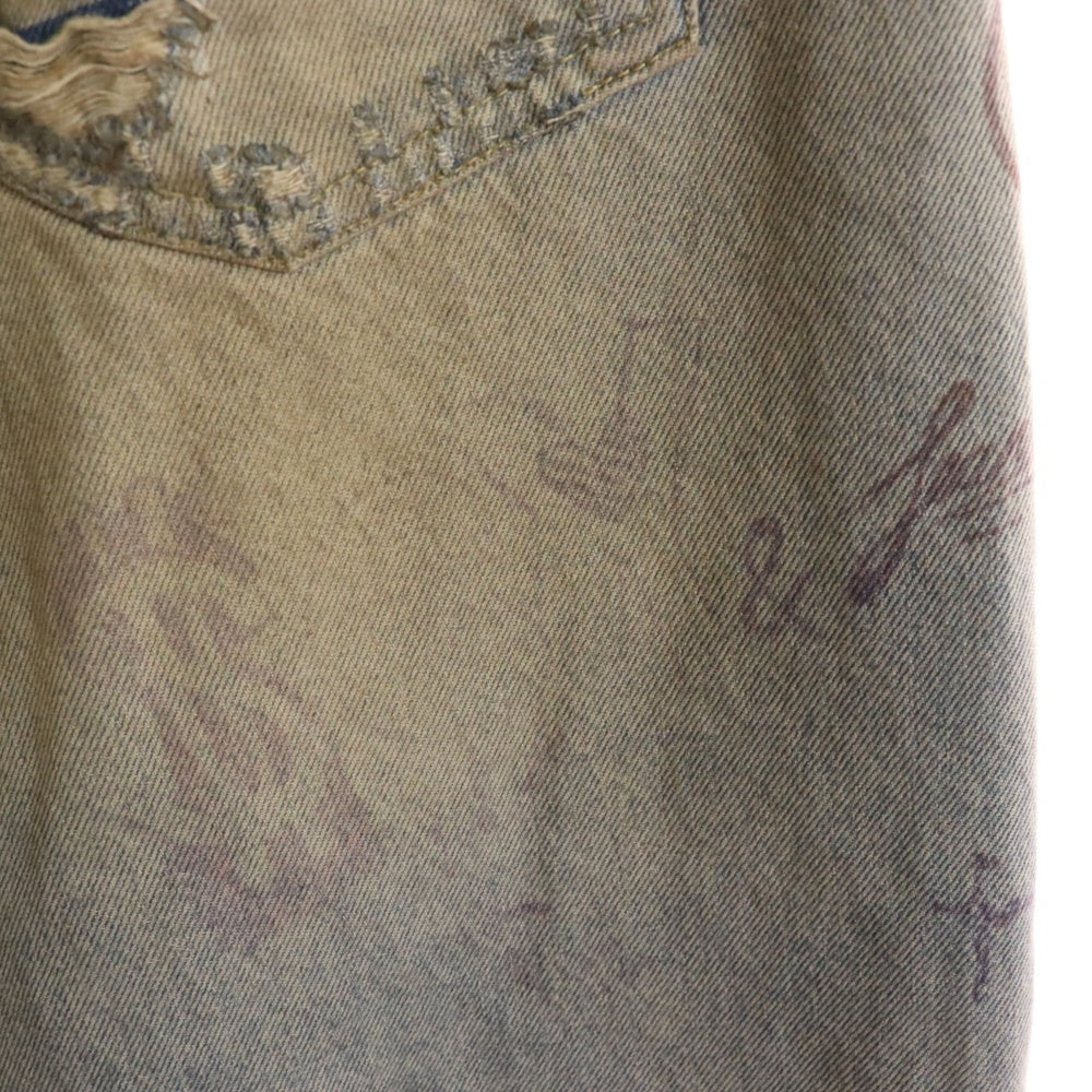 Lildenimjean(リルデニムジーン) Tattoo Jeans タトゥージーンズ バギーカットダメージ加工デニムパンツ ライトブルー