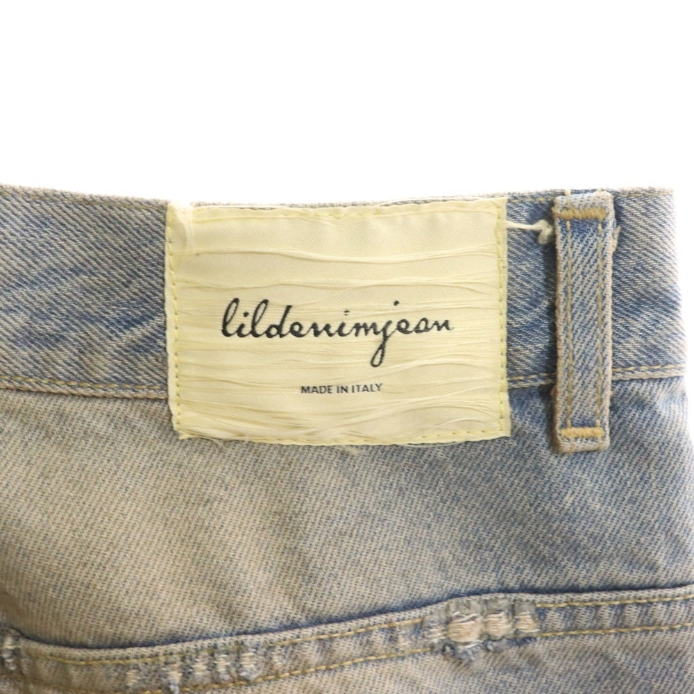 Lildenimjean(リルデニムジーン) Tattoo Jeans タトゥージーンズ バギーカットダメージ加工デニムパンツ ライトブルー