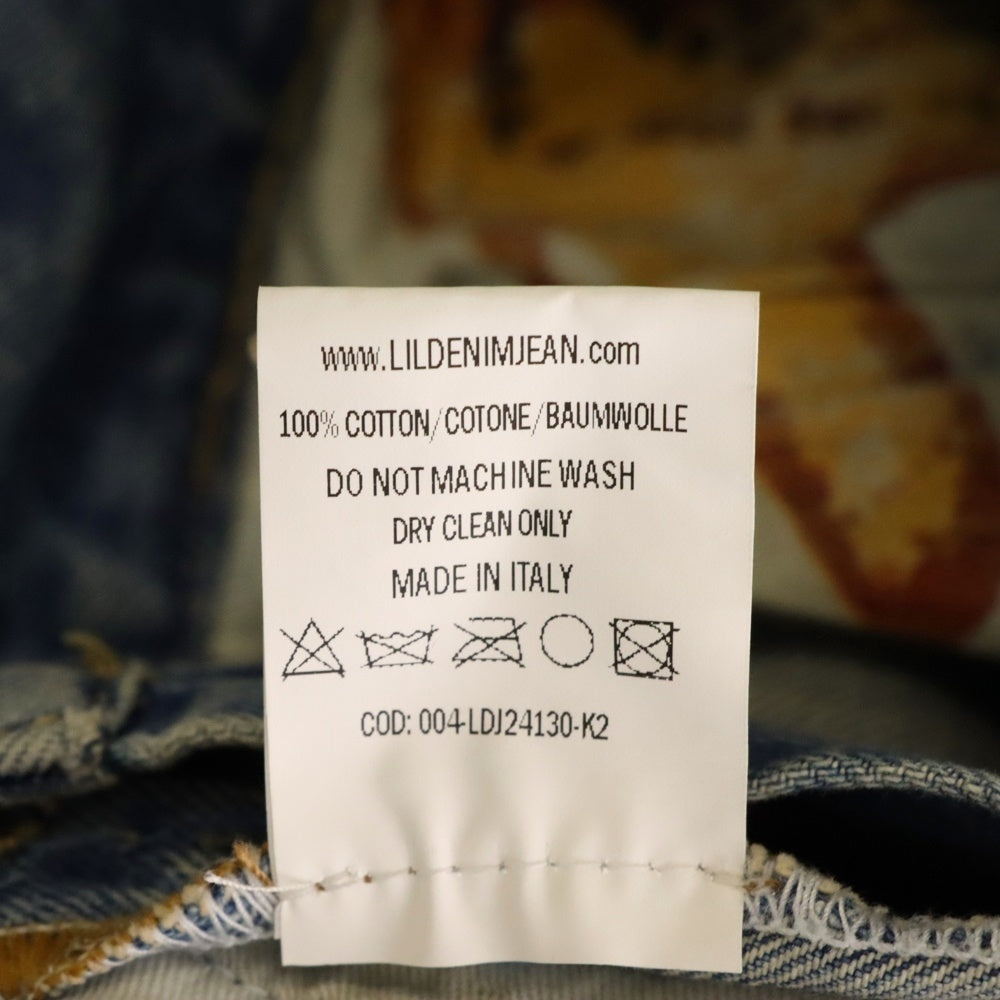 Lildenimjean(リルデニムジーン) Tattoo Jeans タトゥージーンズ バギーカットダメージ加工デニムパンツ ライトブルー