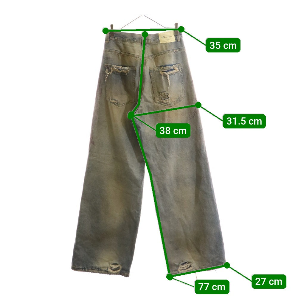 Lildenimjean(リルデニムジーン) Tattoo Jeans タトゥージーンズ バギーカットダメージ加工デニムパンツ ライトブルー