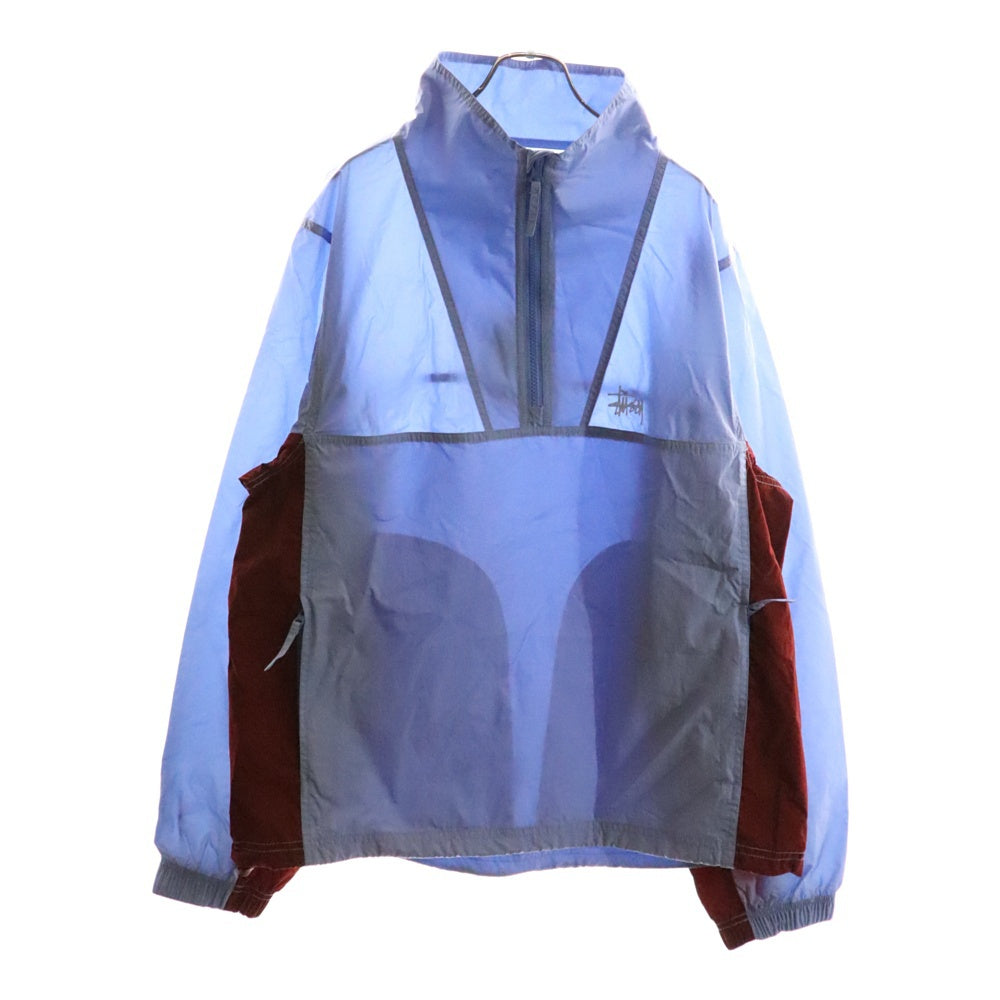 STUSSY(ステューシー) 25AW Warm Up Pullover ウォームアップ プルオーバー ナイロン ジャケット ブルー/レッド 115878