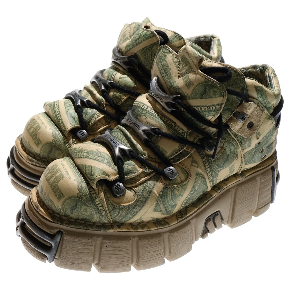 NEW ROCK(ニューロック) ×VETEMENTS ヴェトモン Platform Sneaker Leather Million Dollar レザーミリオンダラー ブーツ スニーカー グリーン UA53SN200M