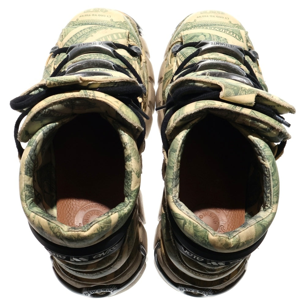 NEW ROCK(ニューロック) ×VETEMENTS ヴェトモン Platform Sneaker Leather Million Dollar レザーミリオンダラー ブーツ スニーカー グリーン UA53SN200M