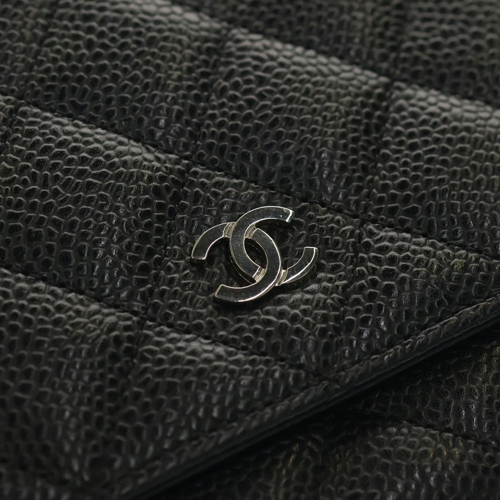 CHANEL(シャネル) マトラッセ キャビアスキン チェーンウォレット ブラック シルバー金具 25番台 AP0250