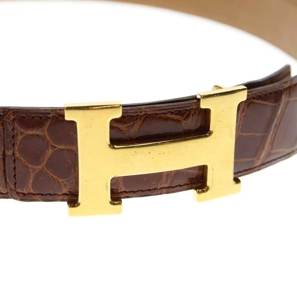 HERMES(エルメス) J刻印 コンスタンス ポロサス レディース レザーベルト クロコ ブラウン/ゴールド