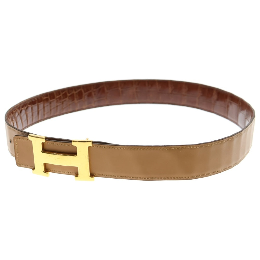 HERMES(エルメス) J刻印 コンスタンス ポロサス レディース レザーベルト クロコ ブラウン/ゴールド