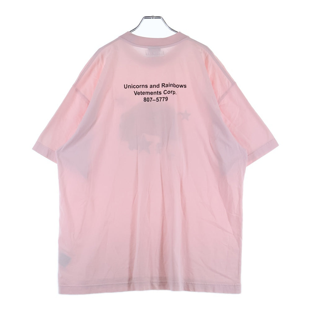VETEMENTS(ヴェトモン) 21SS Magic Unicorn Tee マジックユニコーン クルーネック半袖Tシャツ UE63TR101P ピンク