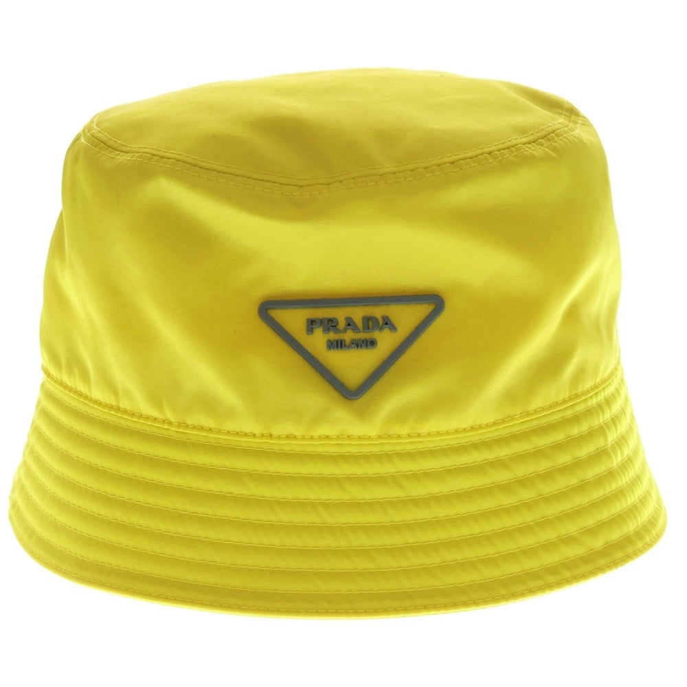 PRADA(プラダ) RE-NYLON リナイロン ラバー トライアングルロゴ バケットハット 帽子 イエロー 2HC137