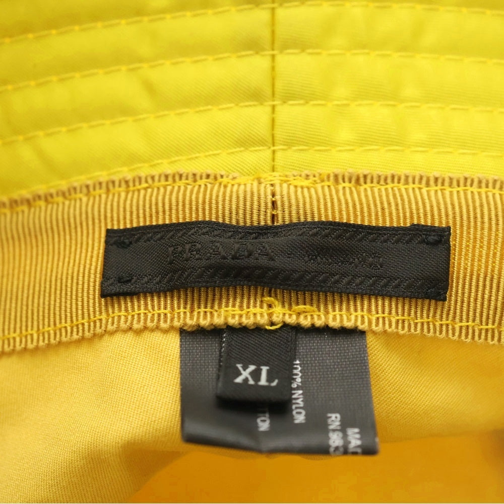 PRADA(プラダ) RE-NYLON リナイロン ラバー トライアングルロゴ バケットハット 帽子 イエロー 2HC137