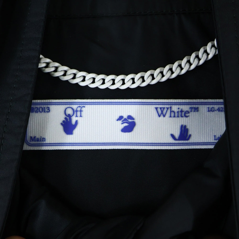 OFF-WHITE(オフホワイト) ポリエステル ロゴプリント ロングコート スナップボタン ブラック OMEA221E20FAB001