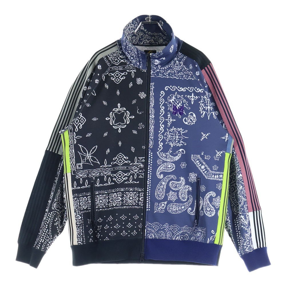 Needles(ニードルス) ×MIYAGIHIDETAKA ×ミヤギヒデタカ ペイズリートラックジャケット 総柄ジップアップジャージー LQ538 ネイビー/ブラック