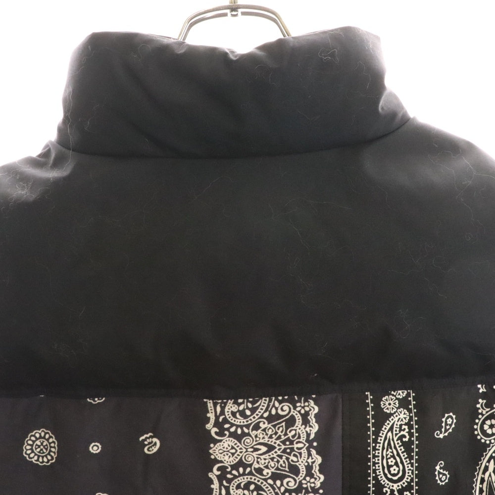 MIYAGIHIDETAKA(ミヤギヒデタカ) Bandana Down Vest バンダナダウンベスト パッチワークジップアップダウンベスト ブラック