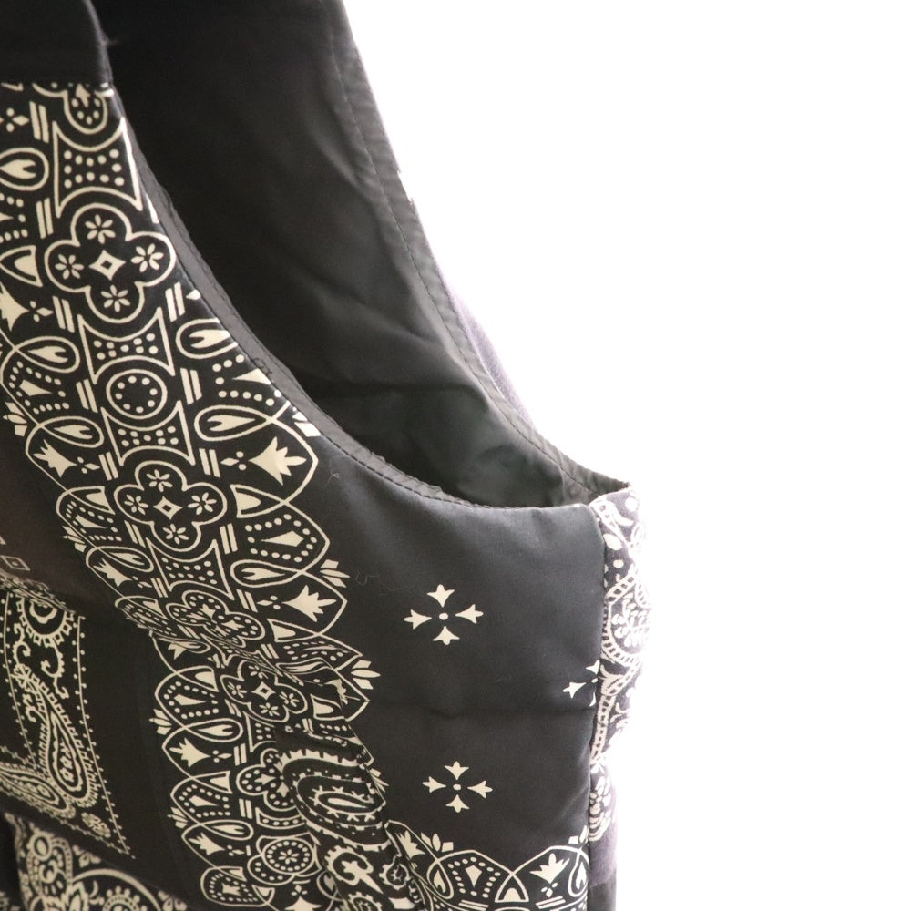 MIYAGIHIDETAKA(ミヤギヒデタカ) Bandana Down Vest バンダナダウンベスト パッチワークジップアップダウンベスト ブラック