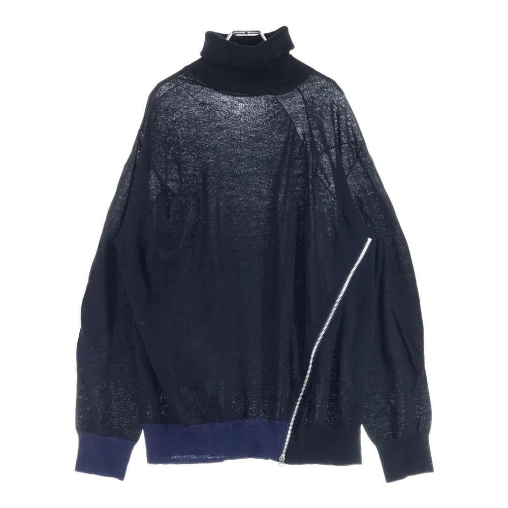 Sacai(サカイ) Loose Fit Sweater ルーズフィットセーター ジップデザインタートルネックセーター 20-02372M ブラック/ネイビー