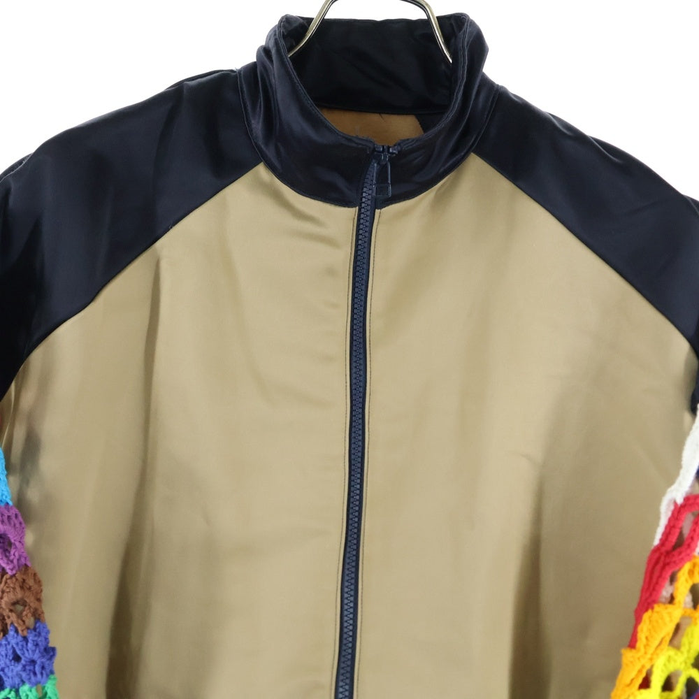 TENDER PERSON(テンダーパーソン) 24SS Crochet Sleeve Jscket クロシェスリーブジップアップブルゾンジャケット HB-TO-4248 マルチ