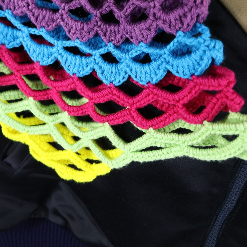 TENDER PERSON(テンダーパーソン) 24SS Crochet Sleeve Jscket クロシェスリーブジップアップブルゾンジャケット HB-TO-4248 マルチ