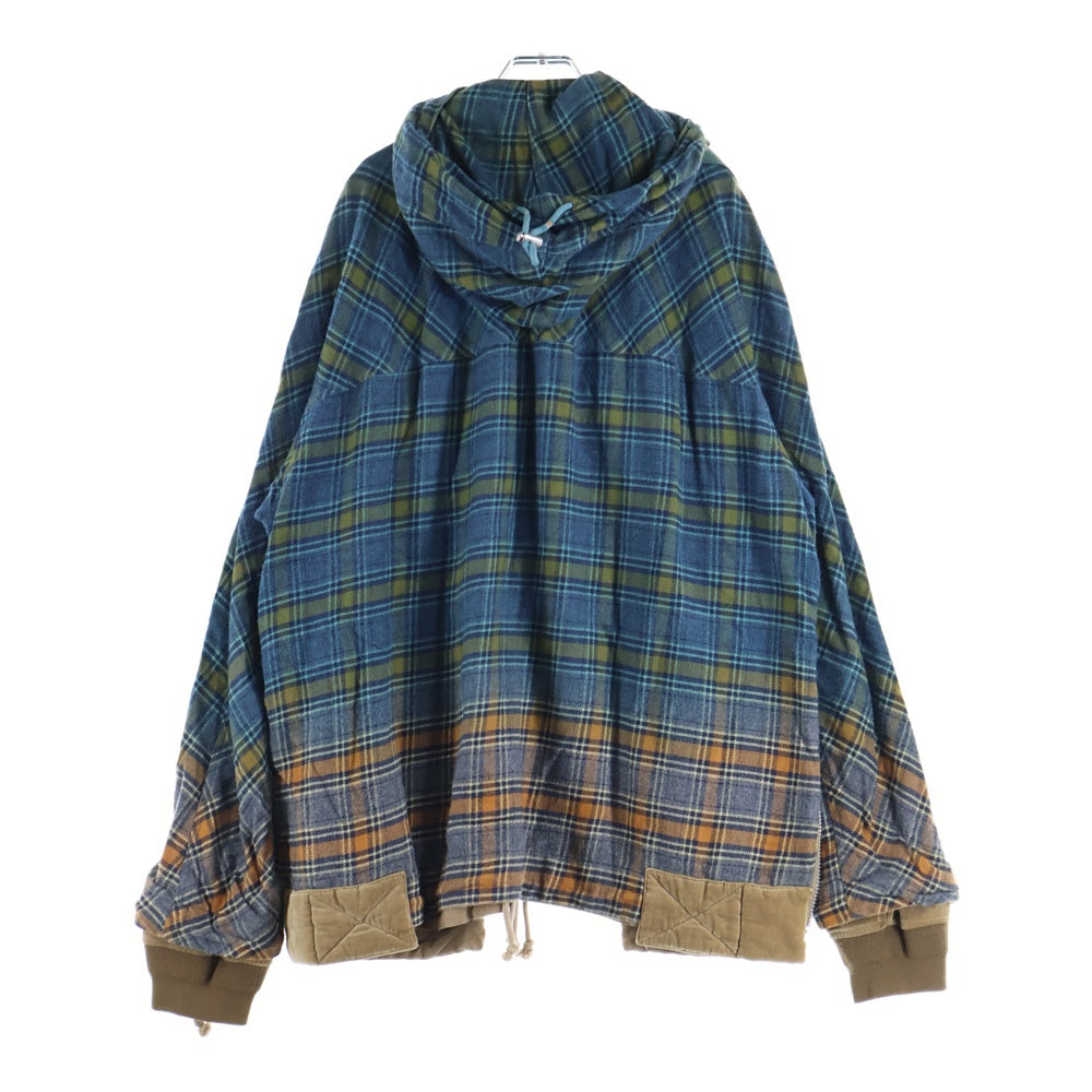 Sacai(サカイ) 18AW Check Anorak Parka チェックアノラックパーカー ハーフジッププルオーバーパーカー 18-01828M グリーン/オレンジ