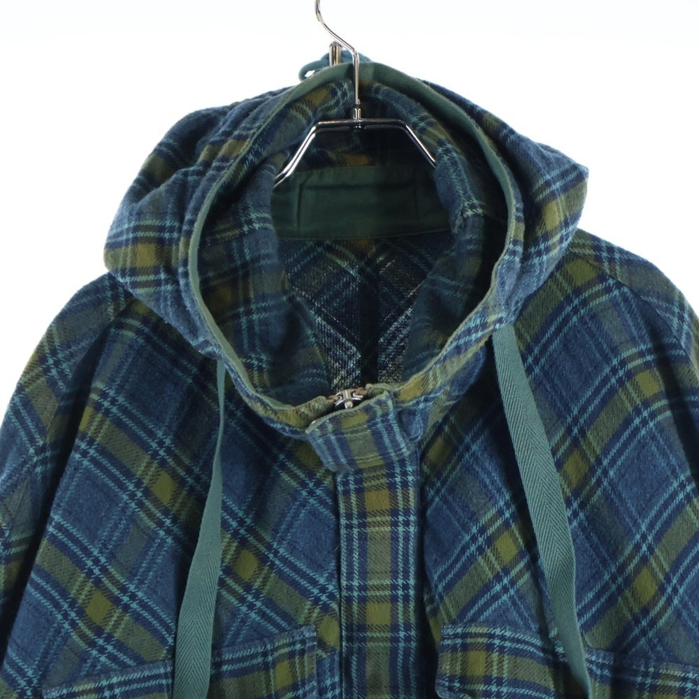 Sacai(サカイ) 18AW Check Anorak Parka チェックアノラックパーカー ハーフジッププルオーバーパーカー 18-01828M グリーン/オレンジ
