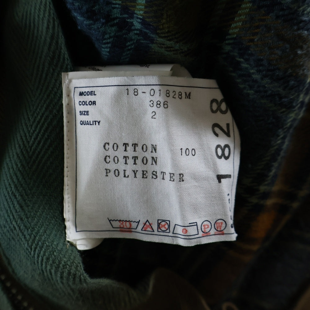 Sacai(サカイ) 18AW Check Anorak Parka チェックアノラックパーカー ハーフジッププルオーバーパーカー 18-01828M グリーン/オレンジ
