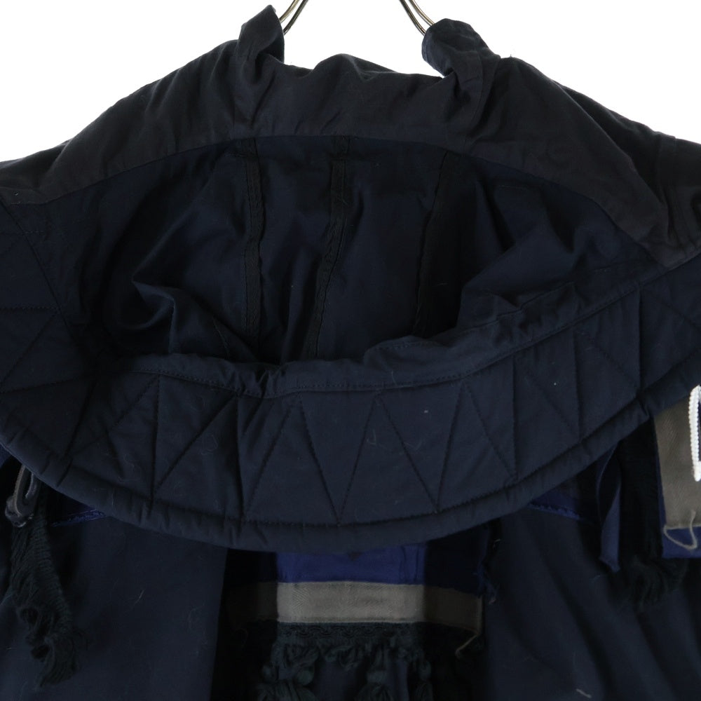 Sacai(サカイ) 19SS ×Pendleton ペンドルトン サイドジップフィッシュテールモッズコート パターン刺繡ジップアップロングコート ブラック/ネイビー