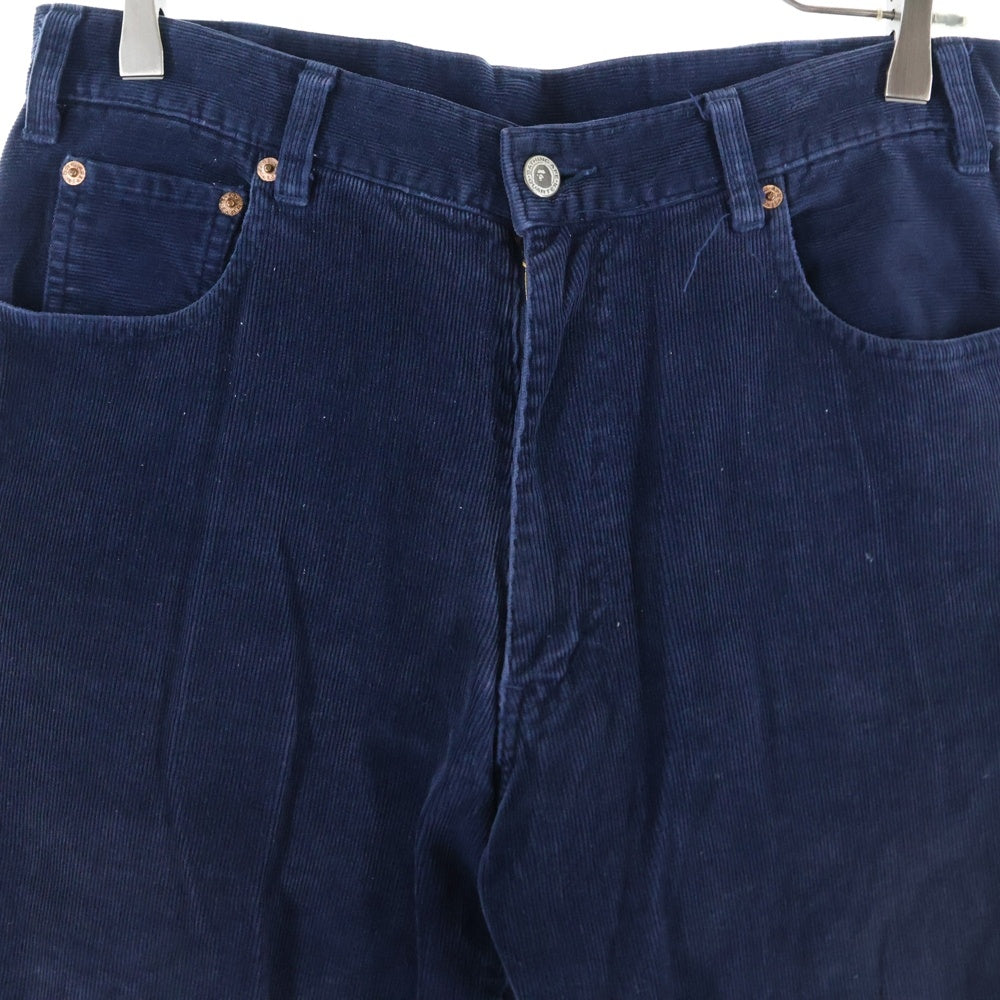 A BATHING APE(アベイシングエイプ) CORDUROY PANTS 紙パッチ ストレートコーデュロイパンツ ネイビー