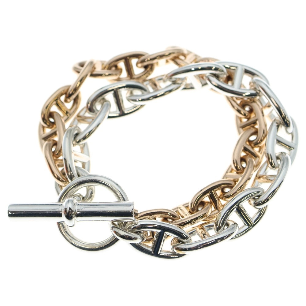 HERMES(エルメス) 23年製 シェーヌダンクルダブルブレスレット GM12Link MM16Link シルバー/ピンクゴールド