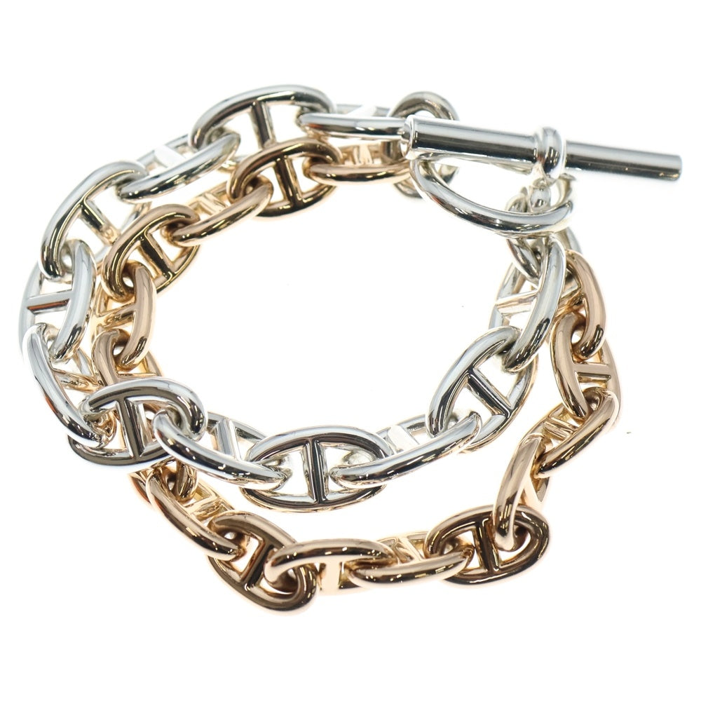 HERMES(エルメス) 23年製 シェーヌダンクルダブルブレスレット GM12Link MM16Link シルバー/ピンクゴールド