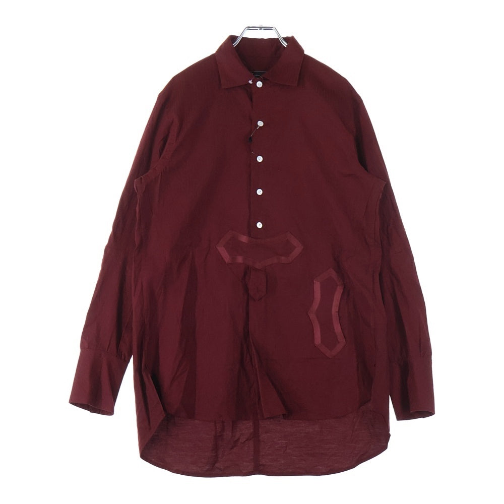 NUMBER (N)INE(ナンバーナイン) 09SS The Lonesome Heroes 本人期 モチーフ刺繍ボタンディテールプルオーバーシャツ S09-NS012A バーガンディー