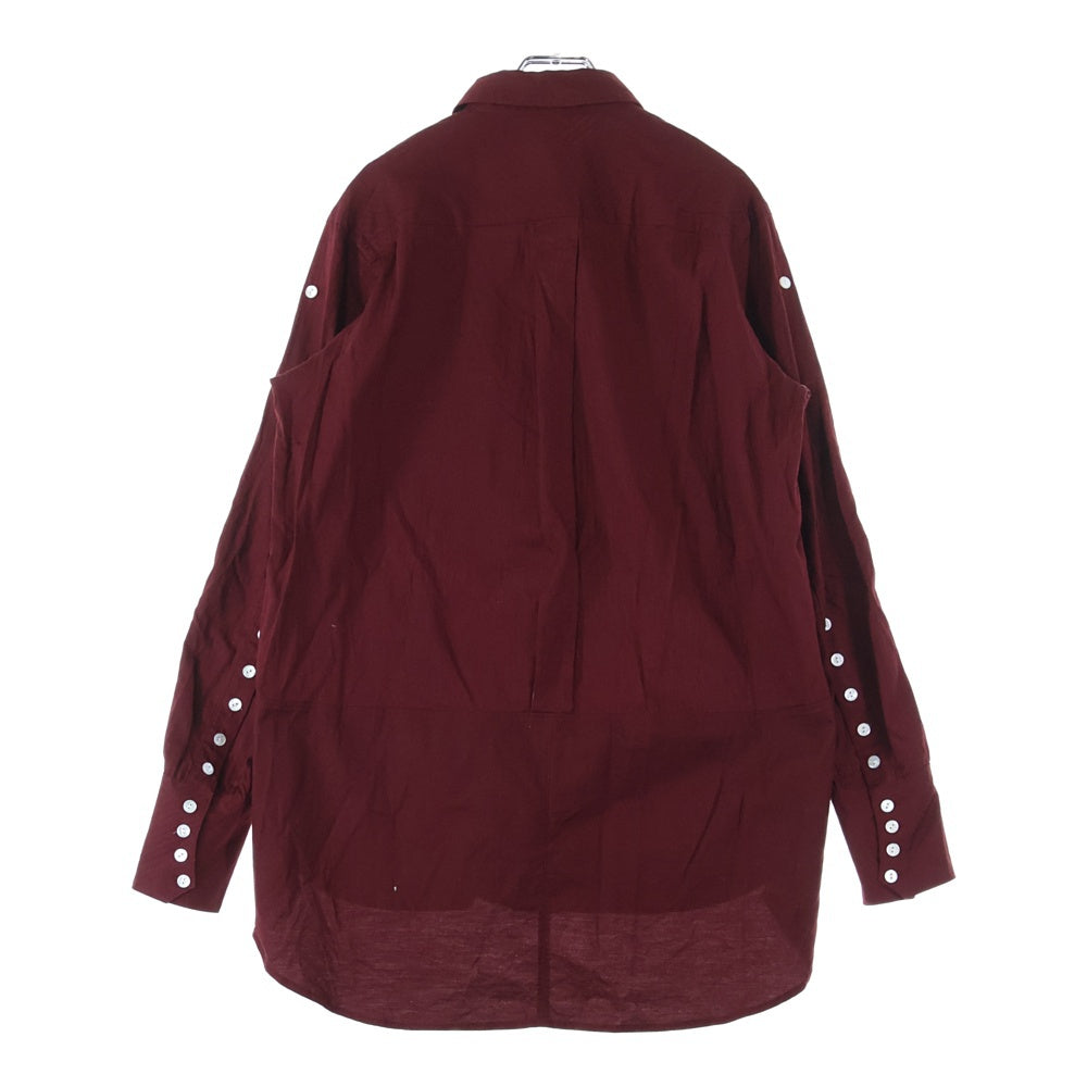 NUMBER (N)INE(ナンバーナイン) 09SS The Lonesome Heroes 本人期 モチーフ刺繍ボタンディテールプルオーバーシャツ S09-NS012A バーガンディー