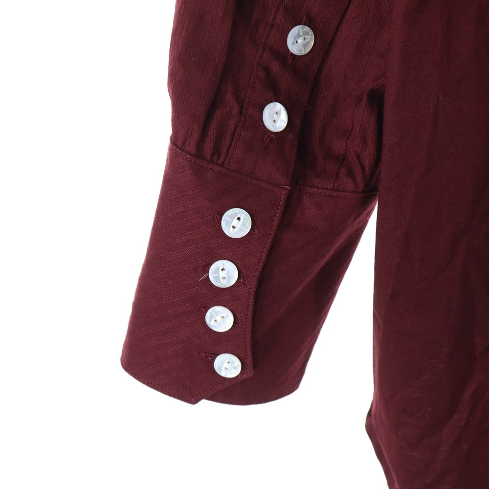 NUMBER (N)INE(ナンバーナイン) 09SS The Lonesome Heroes 本人期 モチーフ刺繍ボタンディテールプルオーバーシャツ S09-NS012A バーガンディー