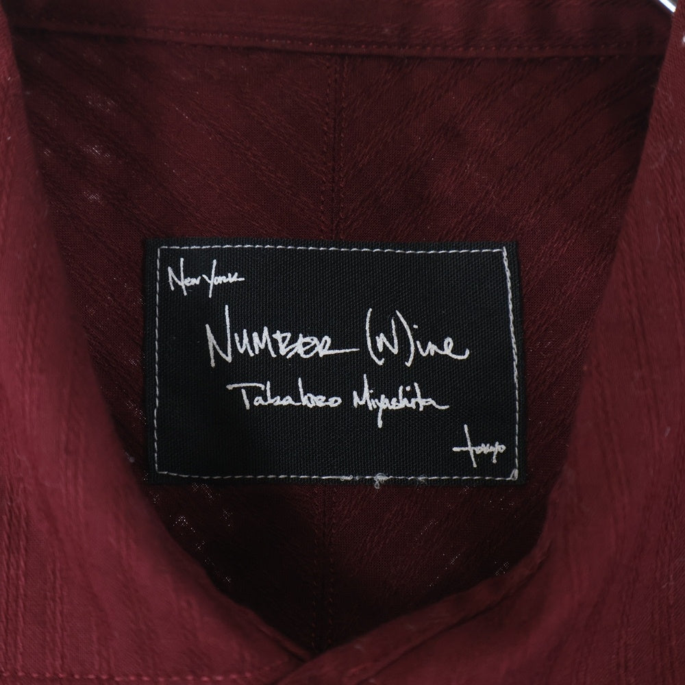 NUMBER (N)INE(ナンバーナイン) 09SS The Lonesome Heroes 本人期 モチーフ刺繍ボタンディテールプルオーバーシャツ S09-NS012A バーガンディー