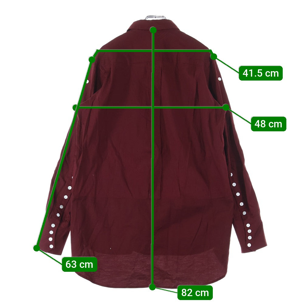 NUMBER (N)INE(ナンバーナイン) 09SS The Lonesome Heroes 本人期 モチーフ刺繍ボタンディテールプルオーバーシャツ S09-NS012A バーガンディー