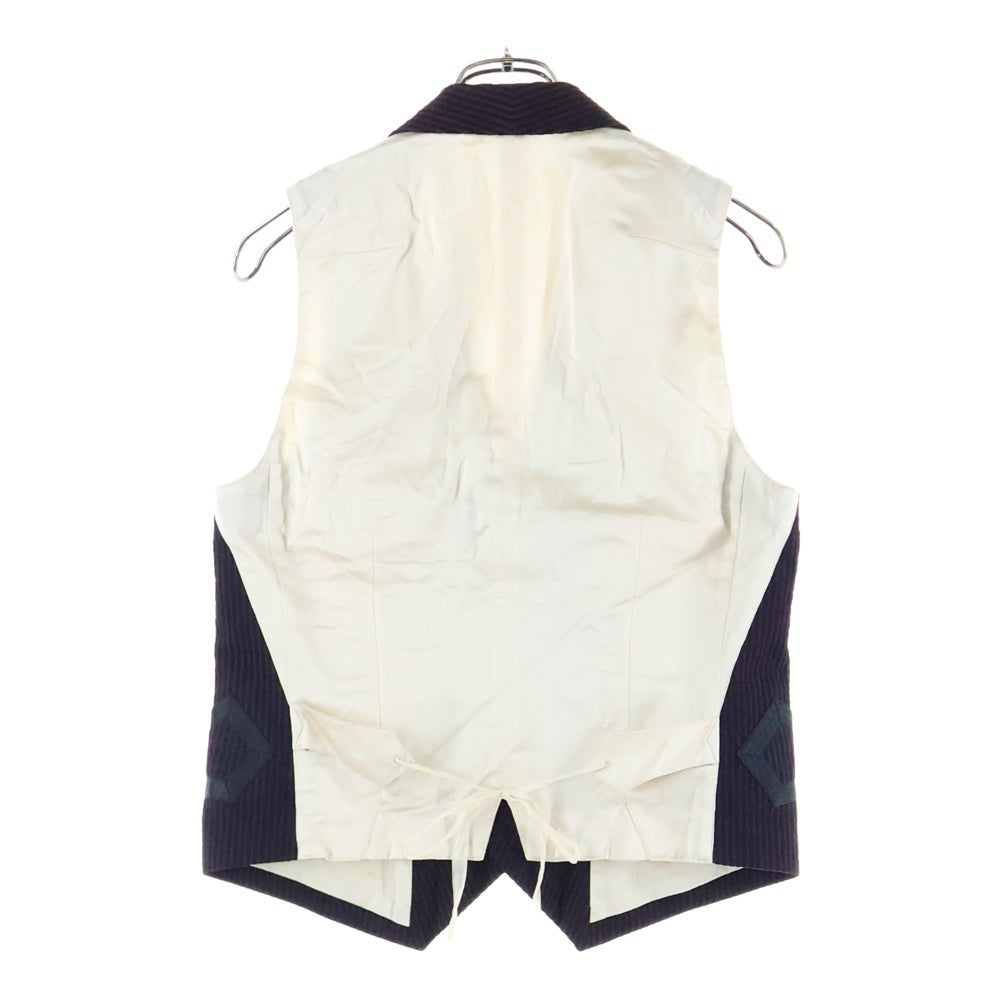 NUMBER (N)INE(ナンバーナイン) 09SS The Lonesome Heroes 本人期 ジレベスト モチーフ 刺繍 金ボタンストライプベスト S09-NJ032A バーガンディー