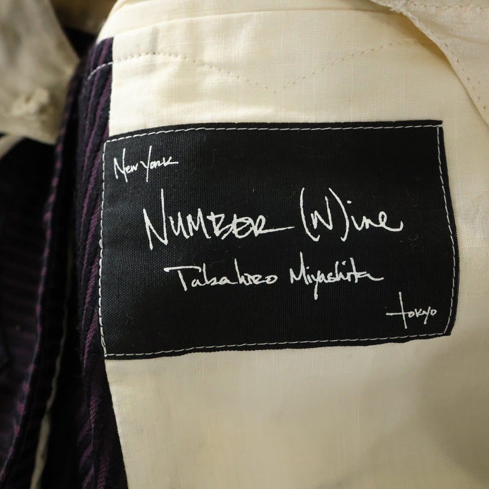 NUMBER (N)INE(ナンバーナイン) 09SS The Lonesome Heroes 本人期 ジレベスト モチーフ 刺繍 金ボタンストライプベスト S09-NJ032A バーガンディー