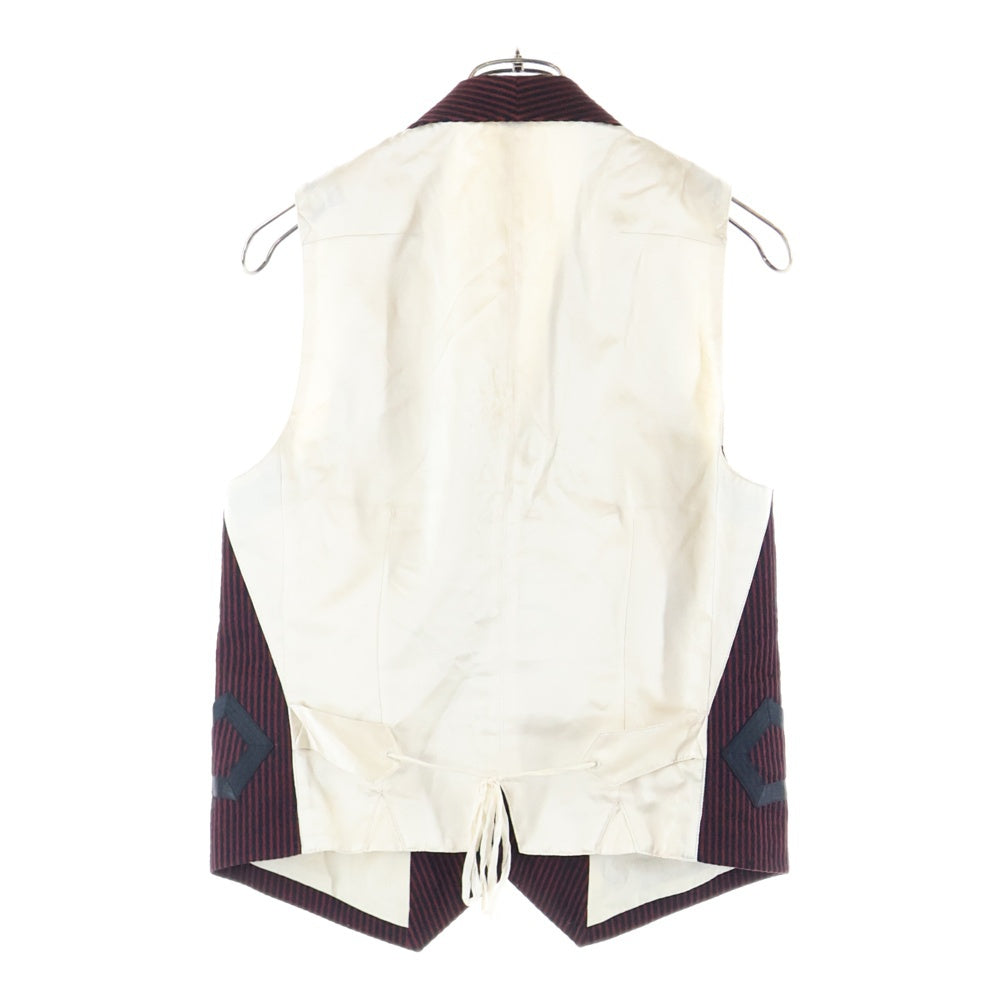 NUMBER (N)INE(ナンバーナイン) 09SS The Lonesome Heroes 本人期 ジレベスト モチーフ刺繍金ボタンストライプベスト S09-NJ032A バーガンディー