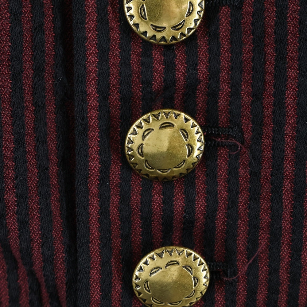 NUMBER (N)INE(ナンバーナイン) 09SS The Lonesome Heroes 本人期 ジレベスト モチーフ刺繍金ボタンストライプベスト S09-NJ032A バーガンディー