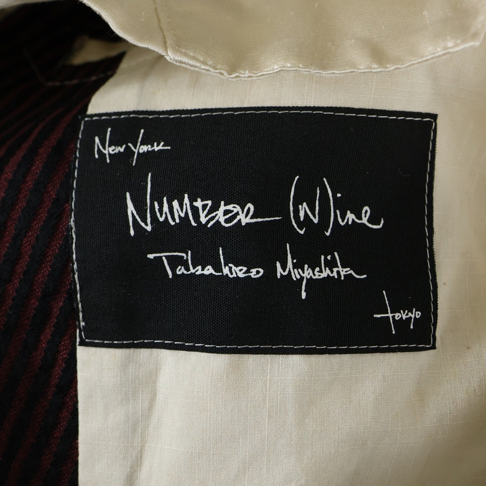 NUMBER (N)INE(ナンバーナイン) 09SS The Lonesome Heroes 本人期 ジレベスト モチーフ刺繍金ボタンストライプベスト S09-NJ032A バーガンディー