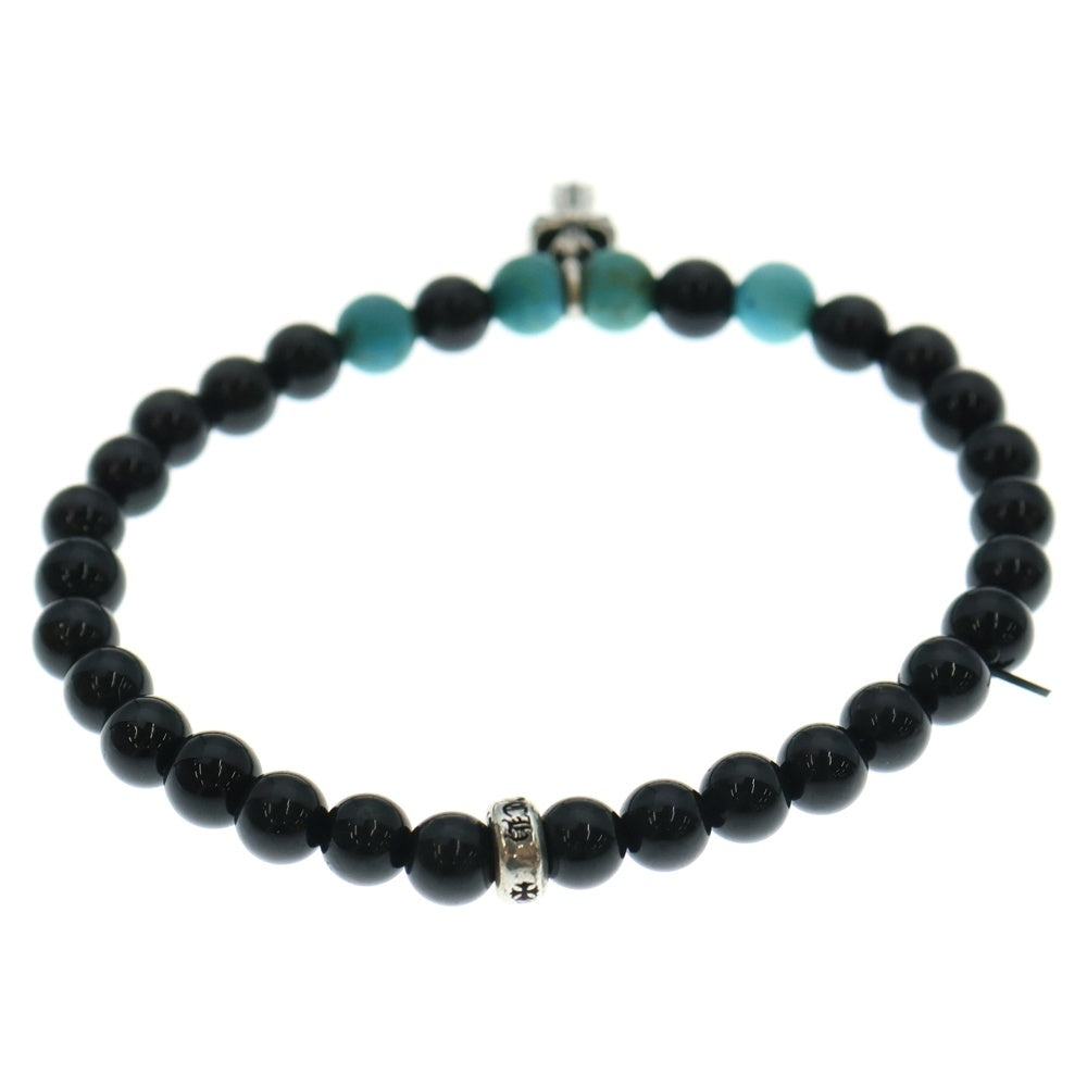 CHROME HEARTS(クロムハーツ) BEAD 6mm CHクロスチャーム ビーズブレスレット ブラック/ブルー/シルバー