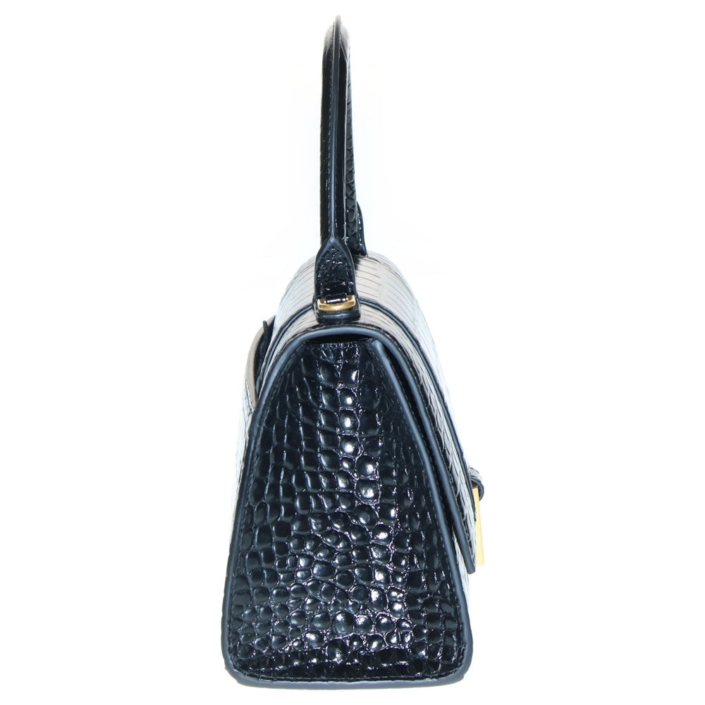 BALENCIAGA(バレンシアガ) Bロゴ アワーグラス 2way 型押し レザー ハンドバッグ ショルダーバッグ ブラック 693546