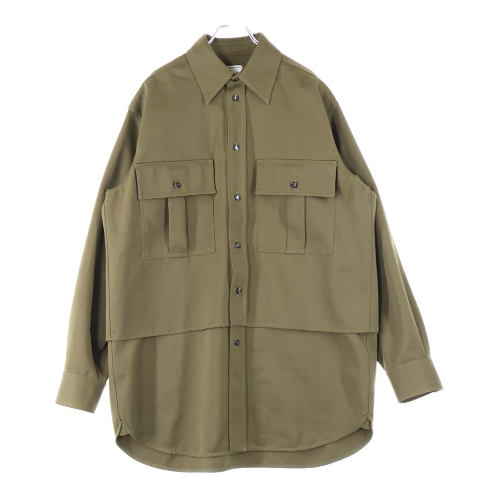 BOTTEGA VENETA(ボッテガヴェネタ) 24AW Grained Poudre Double Layer Shirt グレインド プードル ダブル レイヤー長袖シャツ カーキ 772378 VKIS0