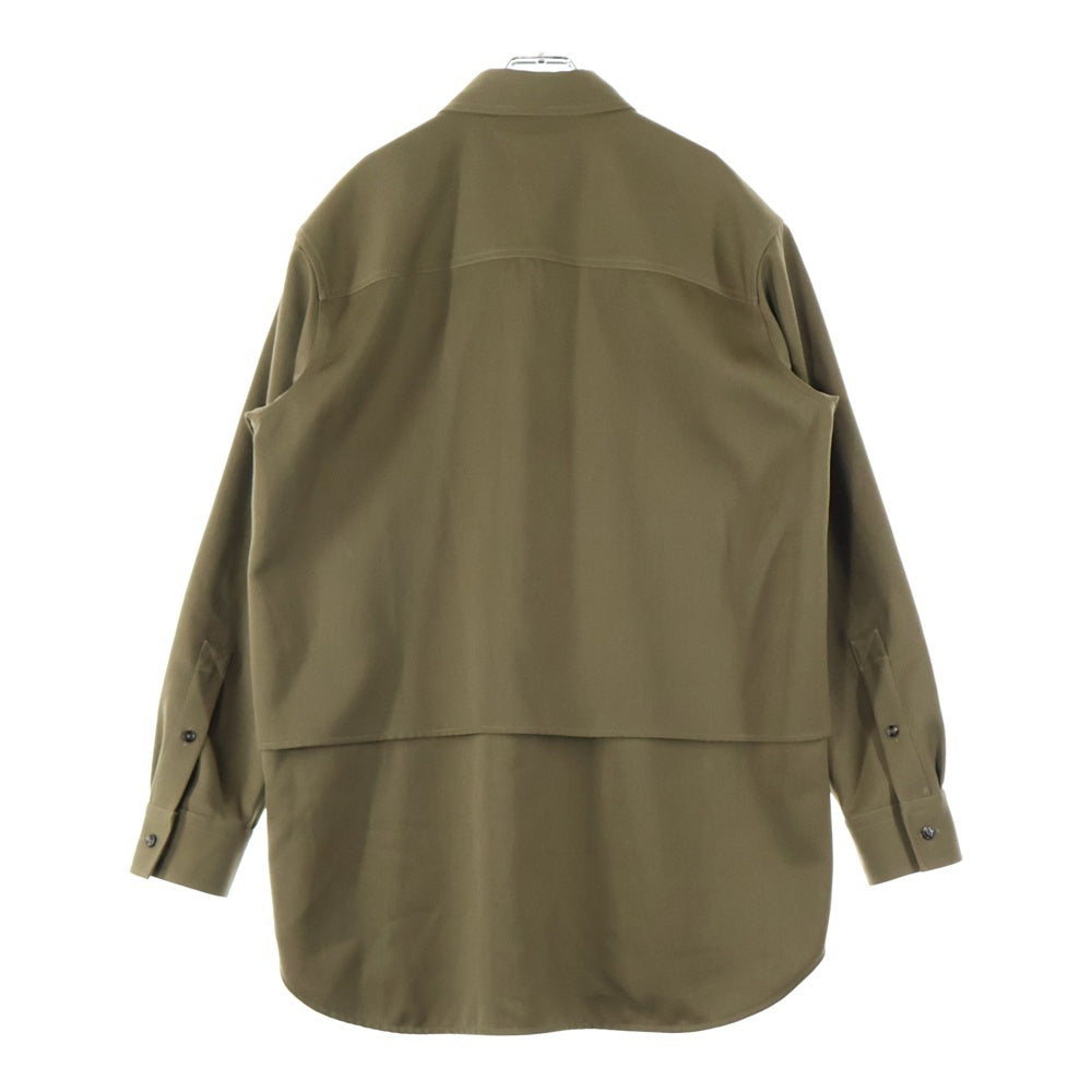 BOTTEGA VENETA(ボッテガヴェネタ) 24AW Grained Poudre Double Layer Shirt グレインド プードル ダブル レイヤー長袖シャツ カーキ 772378 VKIS0