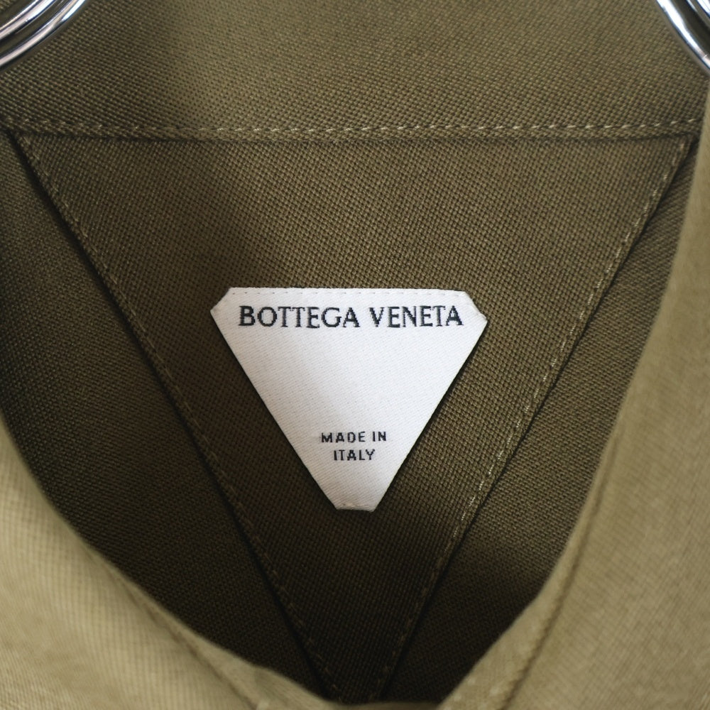 BOTTEGA VENETA(ボッテガヴェネタ) 24AW Grained Poudre Double Layer Shirt グレインド プードル ダブル レイヤー長袖シャツ カーキ 772378 VKIS0