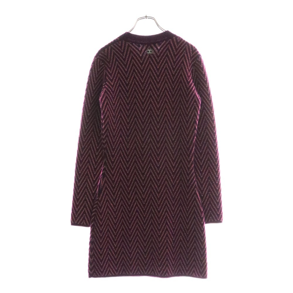 CHANEL(シャネル) ココマーク ロゴデザイン カシミヤ 長袖ニットワンピース レディース パープル